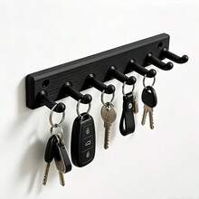 1pc 7-Hook Wall Mounted Key Rack, Sturdy Home Entryway Key Storage Organizer, Multi-Functional Wall Key Holder, Entrance Door Key Hook, Key Bag Small Item Hanging Rack, Space-Saving Home Storage Accessory, Ideal Christmas Gift - View 1