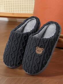 Men's Winter Couple Cute Home Slippers, Suede Diamond Lattice Pattern Indoor Outdoor Bedroom Slippers - Dark Grey - View 17