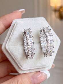 1 Pair Exquisite Sparkling Crystal Earrings, Luxury Jewelry Gift For Women - Earrings - View 6