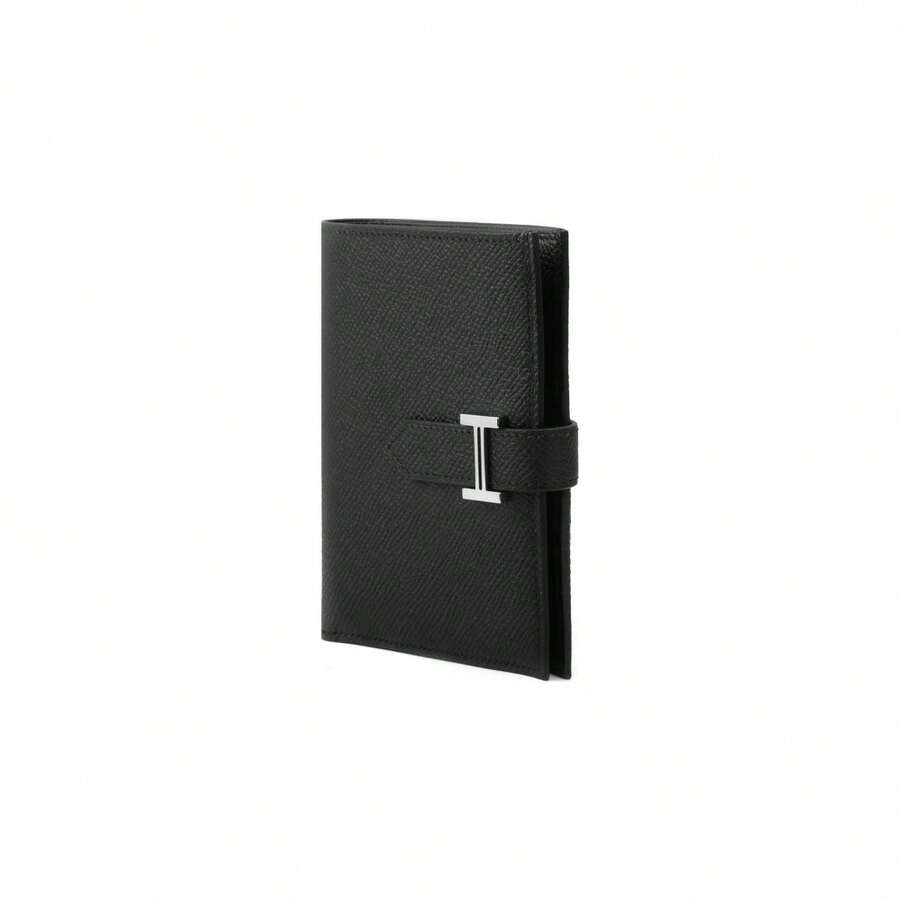 Hermès HERMES Bearn Cartera corta de piel de becerro Epsom con cierre plateado para mujer 89 Noir - Negro - Ver 1