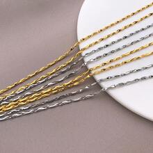 1pc Brass Twisted Blade Blank Necklace Chain Dainty Cut Surface Link Chain Gold Silver Tone DIY Jewelry Making Necklace Chain Base Craft Accessories - Multicolor - View 5
