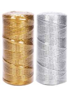 1.5mm 100m Gold & Silver Braided Rope, Suitable For Gift Wrapping, Hanging Decorations, Party Supplies, Sewing DIY Rope Art, Hemp Rope, Twisted Rope, Home Decor, Valentine's Day - Multicolor - View 13