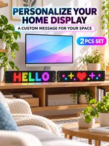 2pcs LED Flexible Screen Light, Multi-Language LED Matrix Pixel Panel Scrolling Advertising Light, USB APP Control Magic Eye Light Sign (Battery Not Included) - App Control - View 7
