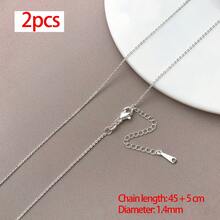 2pcs Brass Cable Chain Blank Necklace Thin Rolo Chain With Spring Clasp Extension Tail 18K Gold Silver Tone DIY Jewelry Making Necklace Chain Base - Multicolor - View 11