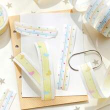 1pc Glitter Basic Salt-Style Planner Washi Tape, Salt-Stained Galaxy Paper Airplane & Bow Collage Material For Girls - Round - View 7