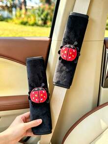 1 cái/2 cái đệm vai dây an toàn ô tô trang trí ong và bọ rùa, đệm dây an toàn mềm mại thoải mái dùng cho mọi mùa - A - Xem 2