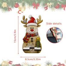 1pc New Christmas Theme Painted Wooden Old Man Snowman Reindeer Phone Holder Desktop Atmosphere Decoration Ornament [Random Style And Color Sent] - Multicolor - View 9