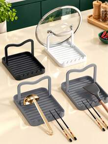 Rust-Proof Spoon Rest With Lid Holder, Heat-Resistant Pot Lid Stand, Multi-Functional Utensil Rack For Stove And Kitchen Countertop Cooking - Multicolor - View 7