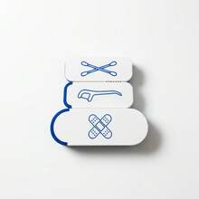 Kit de higiene pessoal Porta Curativos Compacto Estojo de Cotonetes Compacto Porta Fio Dental Compacto - Azul - Visão 4