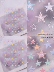 2 Styles Colorful Macaron Star Decorative Stickers, Multiple Star Patterns With Soft And Translucent Colors, Suitable For Decorating Cameras, Earphone Cases, Notebooks, Exquisite And Personalized Appearance - one-size - View 4