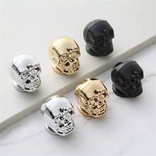 Tay nắm ngăn kéo hình đầu lâu chạm khắc, đồ chơi fidget sáng tạo, trang trí Halloween mạ điện hình đầu lâu người và đầu ma - nhiều màu - Xem 1