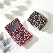 Baellerry 1 buah Dompet Pendek Wanita Motif Leopard Vintage, Tempat Kartu Kulit PU Motif Hewan, Dengan Slot Foto + 6 Slot Kartu + Dompet Koin Berresleting, Dompet Kecil, Untuk Perjalanan dan Penggunaan Sehari-hari, Hadiah Ulang Tahun Untuknya - MultiWarna - View 9