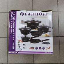 Black Speckled Cookware Set, 12 Pieces Including Pots, Glass Lids, Saucepan, Pans And Trivets, For Home Cooking - View 12