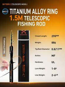 HASIDA Butterfly Compact Telescopic Fishing Rod With DKK Titanium Alloy Guides Ultra-Light Carbon Fiber Travel Rod For Freshwater Fishing - Solomon - View 10