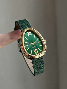 1pc Women's PU Strap Exquisite Snake-Shaped Digital Small Dial Watch - Green - View 2