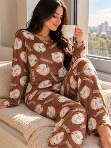 Women Pajama Sets - Coffee Brown - View 6