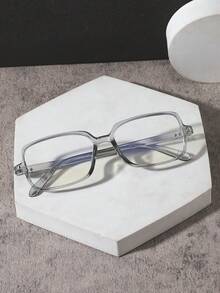 1 PC Men's Classic Solid Color Square Glasses Frame PC Material Frame Lightweight Casual And Versatile For Business Office Outfit With Glasses Box - Multicolor - View 12