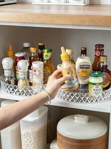 1pc Slouchy Susan Refrigerator Organizer, Rotating Spice Rack For Cabinet, Kitchen Countertop, Pantry, Non-Slip 360° Rotating Tray For Kitchen Storage And Organization, Desktop Decor, Holiday Gift, Christmas Gift - Multicolor - View 1