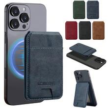 LC.IMEEKE 1pc PU Leather Magnetic Wallet Card Holder Stand Accessory, Compatible With Phone 17 16 15 14 13 12 Pro/Pro Max/Plus/Mini - Navy Blue - View 5