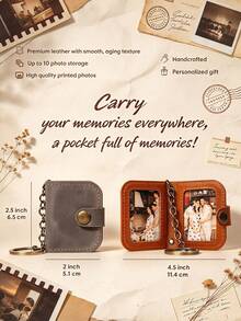 Leather Mini Photo Album Keychain, Portable Picture Keepsake Ornament, DIY Accessory For Purse, Bag & Keys, Great Gift Choice For Men And Women - Multicolor - View 7
