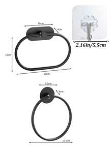 Gantungan Handuk Dinding Stainless Steel Perekat Tanpa Bor, Gantungan Handuk Bulat & Oval, Rak Penyimpanan Handuk Kamar Mandi & Dapur Aneka Warna, Dekorasi Perlengkapan Kamar Mandi Rumah - MultiWarna - View 9