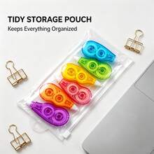 6pcs Correction Tape Set, Quick-Dry & Smooth Cover Up, Cute Transparent Retractable -Out Tape, Portable For School, Office, Daily Use - Multiple Styles - View 2