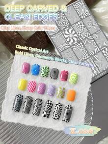 XEIJAYI 1pc Optlcal Art Patterned Nail Art Tool - Reusable Stamping Templates With Smudge-Proof Delicate Lines - Silver - View 2
