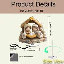 2D Flat Rotating Acrylic Nativity Scene Display - 360° Rotating Mary & Baby, Sheep, Manger Display, Suitable For Christmas Tabletop Decor, Stable Setup, No Assembly Required, Elegant Holiday Home Decoration, 2D Flat - Colorful - View 2