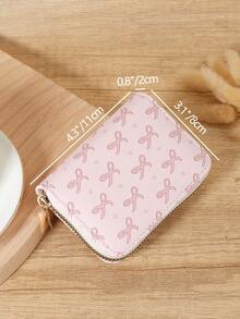 New Bow Printed Credit Card Storage Bag, Simple And Casual With Multiple Card Slots, Large Capacity And Multiple Card Slots, Suitable For Outdoor Use - Pink - View 9