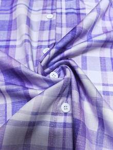 Back To School Season Casual Fashion Plaid Print Women's Plus Size Lightweight Autumn Long Sleeve Shirt - Mauve Purple - View 5