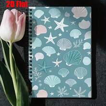 2D Flat, 1pc Pink Shell And Starfish Spiral Notebook, High-Quality Striped Paper, Cute Beach Design, Durable Spiral Binding, Small Gift For Ocean Lovers And Beach Vacationers - One Book (50 Pages, 100 Pages) - View 6
