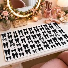 1pc Black Bow Print Mouse Pad, White Coquette Ribbon Bowtie Pattern Extended Desk Mat For Home Office And Gaming, Sizes S/M/L/XL - View 5