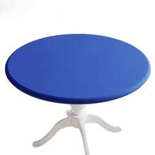 1pc Solid Color Round Elastic Tablecloth, Made Of Elastic Polyester Fabric, Machine Washable, Reusable, Suitable For Daily Kitchen And Dining Room Use, Perfect Decoration For Birthday Party, Outdoor Picnic, Backyard Gathering, Halloween, Thanksgiving, Christmas, New Year And Various Holiday Events - Multicolor - View 4
