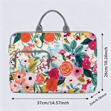 Colorful Floral Pattern Printed Laptop Bag/Briefcase - Made Of Soft Fabric, Compatible With Various Laptop And Tablet Devices, Equipped With External Zipper Pocket And Fixed Handle, Large Capacity Storage, Balancing Protection And Portability, Suitable For Work, Study And Travel, Essential For Daily Commute - Multicolor - View 10