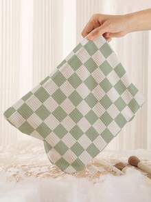1 buah Tas Penyimpanan Kosmetik Portabel, Motif Kotak-kotak Hijau Segar, Cetak Dua Sisi, Kantong Makeup Perjalanan dengan Resleting, Organizer Perlengkapan Mandi Multifungsi - MultiWarna - View 3