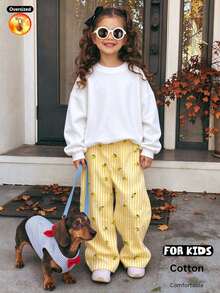 Oversized Crew Neck Thickened Sweatshirt With Heart Leopard Print And Surrounding Text - White - View 2