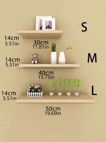 1-Piece Wall Mounted Shelf, Rustic Oak Long Shelf Set, For Living Room, Bathroom, Laundry Room, Bedroom, Kitchen, Home Office - Yellow - View 3