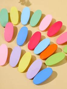 20pcs/10pcs Colorful Oval Snap Hair Clips, Glossy Candy Color Hair Pins, Compact Hair Accessories Designed For Girls And Women, Non-Slip Hair Clips For Bangs Styling And Daily Wear (Random Colors) - Multicolor - View 9
