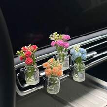 Fresh Artificial Flower Car Air Vent Aromatherapy Clip Glass Bottle Car Air Conditioner Vent Decoration Ornament Interior Fragrance Accessory - Vase - View 9