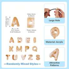 17/37/57pcs Khaki Marble Pattern Letter Beads, A-Z Random Acrylic Letter Beads, Suitable For Bag Charms, Keychains And Other Crafts. - Khaki - View 2