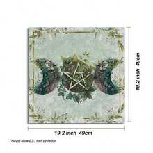 1pc Triple Moon Pentagram Botanical Tarot Cloth, Green Floral Witchy Altar Cloth, Square Table Cover For Tarot Reading Divination Wiccan Decor - Multicolor - View 7
