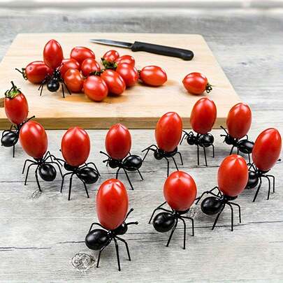 48/24/12/1 pieza Tenedores creativos de hormiga negra, pinchos de comida con forma de hormiga linda, tenedores para postres y pasteles, Navidad, Halloween, Año Nuevo, suministros para fiestas en casa y cocina, decoración de mesa