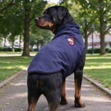Cute Puppy Embroidery Large Dog Turtleneck Shirt, Soft Thermal Sleeveless Pet Clothes, Stretch Warm Outfit For Rottweiler - Blue - View 11