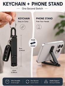 4pcs Portable Folding Phone Stand, Mini Keychain Phone Holder With Spring Hook, Portable Outdoor Travel Phone Support Stand, Compatible With Iphone And All Small Smartphones - Multicolor - View 6