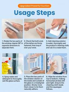 Double-Sided Magnetic Window Cleaner With Anti-Fall Wrist Tether, High-Rise Glass Squeegee For Double-Glazed Windows, White Home Essentials - Glass Cleaner - View 4