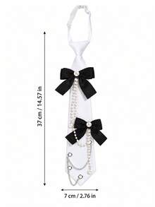 1pc Women's Bow, Pearl Pendant Metal Chain Decor, Vintage Girl Style Set, Holiday Performance Costume Accessory - Multicolor - View 10