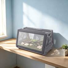 ABS Desktop Reptile Terrarium Enclosure, Ventilated Pet Habitat With Clear View Window For Geckos Snakes Spiders Amphibians - Grey - View 11
