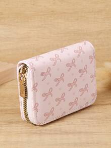 New Bow Printed Credit Card Storage Bag, Simple And Casual With Multiple Card Slots, Large Capacity And Multiple Card Slots, Suitable For Outdoor Use - Pink - View 5
