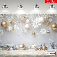 1pc Christmas Backdrop Cloth, Gold Blue Silver Ball Christmas Decor, Pine Cone Snowflake Winter Holiday Theme, Multiple Sizes, New Year Decoration Fabric, 5 Styles Available - 1 - View 12