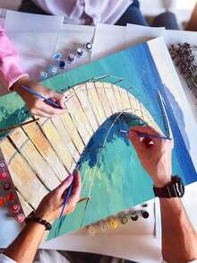 Adult Beginner Digital Oil Painting, Landscape Digital Oil Painting, Sea Seaside Boardwalk Digital Oil Painting Set, Suitable For Home Wall Decor, Holiday Gifts. - Sets - View 3